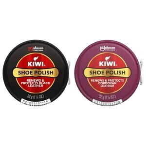 Kiwi Shoe Polish Variety Pack Black‎ & Cordovan Leather Care 31g 1.125oz Each